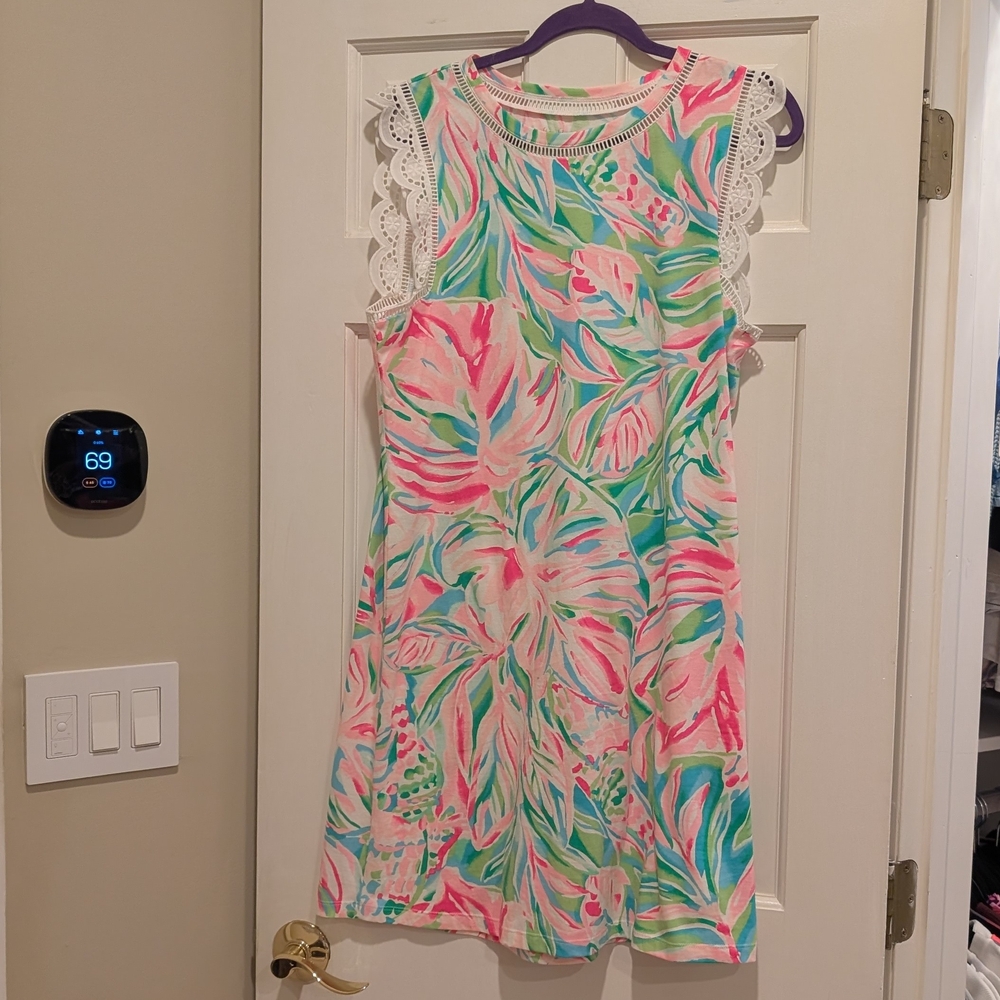 Lilly Pulitzer Agee Dress Croc My World NWT Size Large
